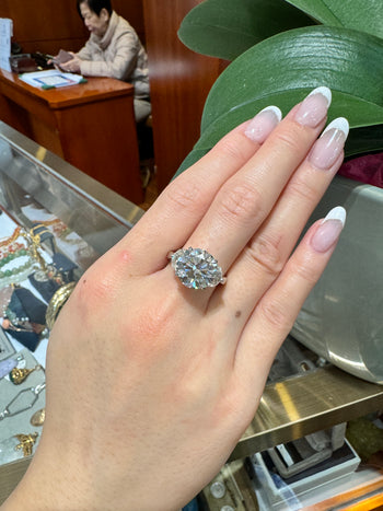 GIA Certified 5.03 Carat J/VVS1 Round Cut Diamond Ring Half Moon Cut Side Stones – Assay Jewelers