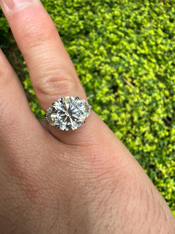GIA Certified 5.03 Carat J/VVS1 Round Cut Diamond Ring Half Moon Cut Side Stones – Assay Jewelers