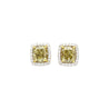 GIA Certified 5.12 Carat Fancy Brownish Greenish Yellow Diamond Stud Earrings