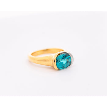 Ring bypass con zircone blu taglio ovale da 5,25 carati e diamanti, certificato GIA, firmato Richard Krementz – Assay Jewelers