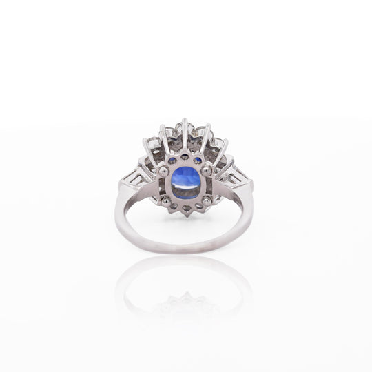 GIA Certified 5.35 Carat Cushion Cut Burma Sapphire Vintage Ring