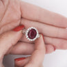 GIA Certified 5.52 Carat Rubellite and Diamond Halo in Filigree Setting Ring