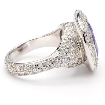 GIA Certified 7 Carat Purple Sri Lanka Sapphire Diamond Halo 18K White Gold Ring – Assay Jewelers