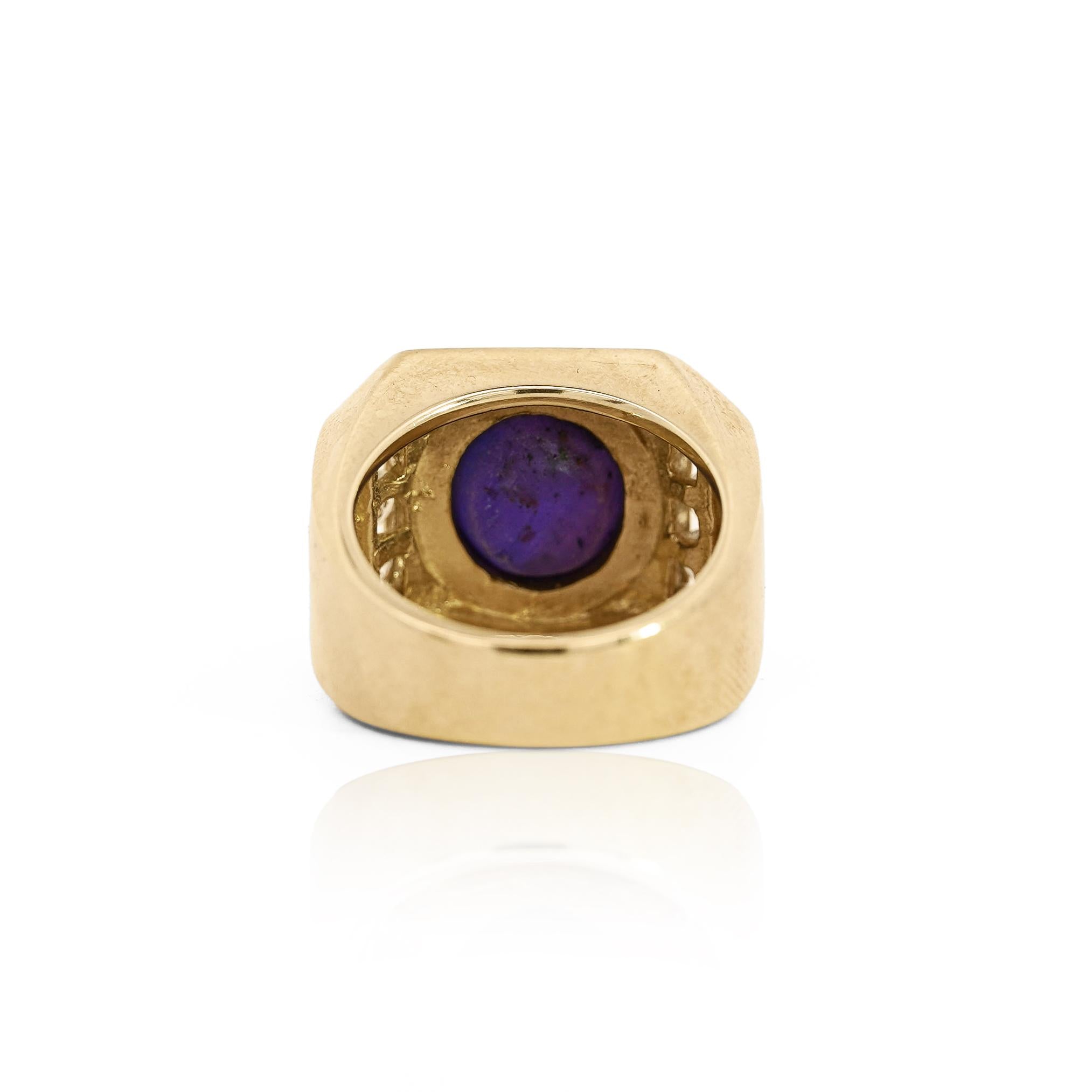 GIA Certified 7.6 Carat Color Change Star Sapphire & Diamond 14K Gold Men's Ring
