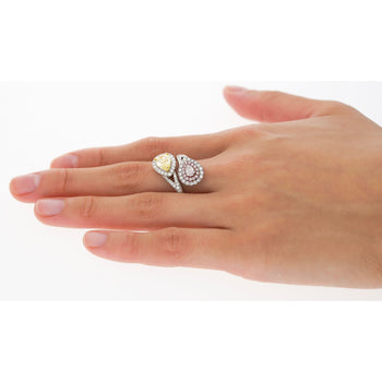GIA Certified Fancy Intense Yellow & Fancy Light Pink Diamond Toi Et Moi Ring in 18K White Gold – Assay Jewelers
