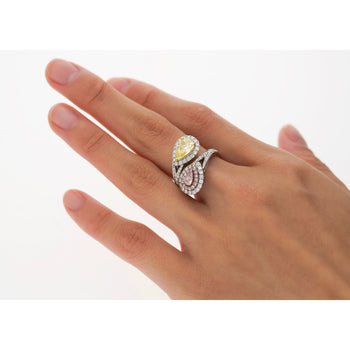 GIA Certified Fancy Intense Yellow & Fancy Light Pink Diamond Toi Et Moi Ring in 18K White Gold – Assay Jewelers