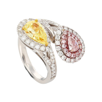 GIA Certified Fancy Intense Yellow & Fancy Light Pink Diamond Toi Et Moi Ring in 18K White Gold – Assay Jewelers