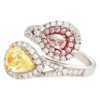 GIA Certified Fancy Intense Yellow & Fancy Light Pink Diamond Toi Et Moi Ring in 18K White Gold – Assay Jewelers
