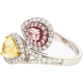 GIA Certified Fancy Intense Yellow & Fancy Light Pink Diamond Toi Et Moi Ring in 18K White Gold – Assay Jewelers