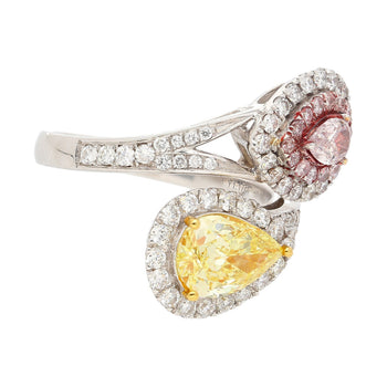 GIA Certified Fancy Intense Yellow & Fancy Light Pink Diamond Toi Et Moi Ring in 18K White Gold – Assay Jewelers