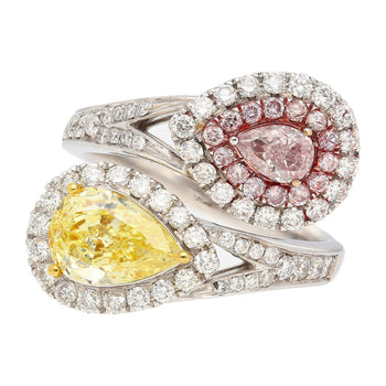 GIA Certified Fancy Intense Yellow & Fancy Light Pink Diamond Toi Et Moi Ring in 18K White Gold – Assay Jewelers