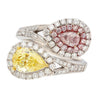 GIA Certified Fancy Intense Yellow & Fancy Light Pink Diamond Toi Et Moi Ring in 18K White Gold