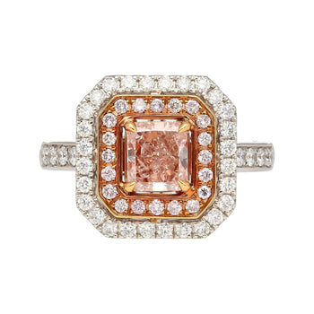 GIA Certified Fancy Orangy Pink Diamond Double Halo 18K Gold Ring – Assay Jewelers
