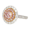 GIA Certified Fancy Pink 3.1 CTW Diamond Double Halo Ring