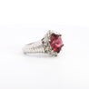 GIA Certified Hexagon Cut Pink Tourmaline with Diamond Halo Star Shape Ring in 18K White Gold