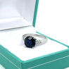 GIA Certified No Heat Blue Sapphire & Trillion Cut Diamond 3-Stone Engagement Ring