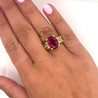 GIA Certified Oval Cut 7 Carat Purplish Red Tourmaline Ring with Diamond Sides in 18K Gold