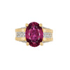 GIA Zertifizierter Ovalschliff 7 Karat Purpurrot Tourmaline Ring mit Diamantseiten in 18K Gold