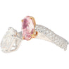 GIA Certified Oval Cut Fancy Orangy Pink & White Diamond Toi Et Moi 18K Ring