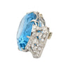 GIA Certified Vintage 62 Carat Aquamarine with Diamond Platinum Brooch/Pin