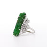 GIA Certified Vintage Carved Jadeite Jade & Diamond Statement Ring