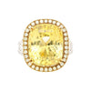 GIA Certified Vintage No Heat 17 Carat Cushion Yellow Sapphire & Diamond Halo Floral Filigree Cocktail Ring