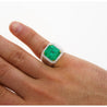 GRS 9.54 Carat Colombian Emerald Insignificant Oil and Diamond Halo Mens Ring