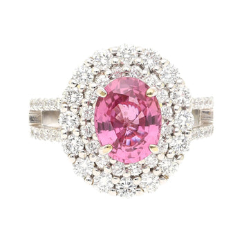 GRS Certified 2.33ct Pink Sapphire Diamond Ring 18KWhite Gold – Assay Jewelers