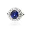 GRS Certified 5.04 Carat Sri Lanka Vivid Blue Sapphire & Diamond 18K White Ring