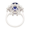 GRS Certified 5.79 Carat Oval Royal Blue Sapphire and Diamond Halo Ring