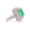 GRS Certified 6.78 carat Colombian Emerald and Baguette Cut Diamond Ring