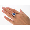 GRS Certified 7.25 Carat No Heat Oval Cut Blue Sapphire Ring With Pink Diamond Sides