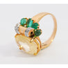 GRS Certified No Heat 12.61 Carat Oval Yellow Sapphire & Emerald Floral Ring