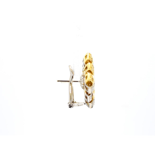 Garavelli 3.5 Ct Diamond Woven Square 18K Two-Tone Gold Clip-On Earrings