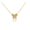 Gold Gemstone Butterfly Cluster Floating Pendant Necklace 18