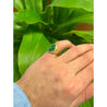 Grade A Jadeite Jade in 22K Carved Gold Solitaire Bezel Set Unisex Ring