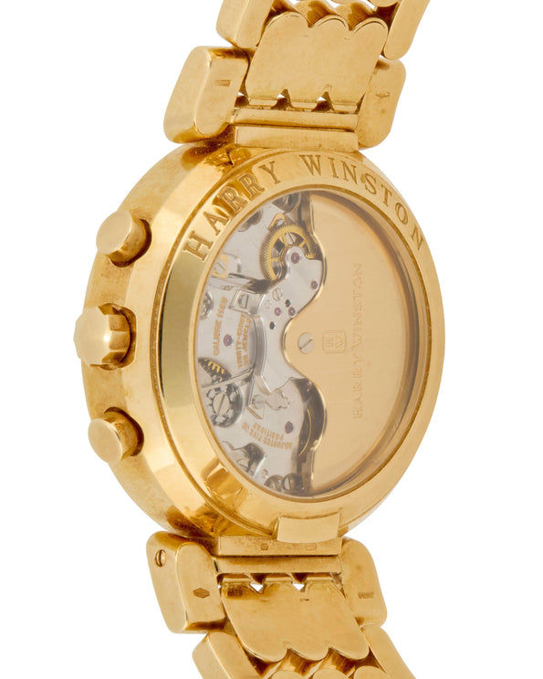 Harry Winston Premier Chronograph 18K Yellow Gold Navy Dial Mens Luxury Watch