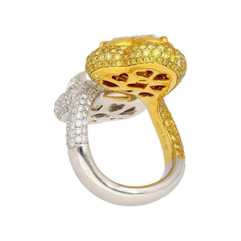 Heart Cut 5.79 & 5.73 Carat Fancy Yellow & White Diamond Toi Et Moi 18K Gold Ring – Assay Jewelers