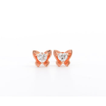 Heart Cut Natural Diamond Butterfly Stud Earrings in 18K Rose Gold – Assay Jewelers