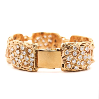 Heavy Vintage Diamond 5-Link 14K Gold Nugget Bracelet – Assay Jewelers