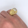 Henry Dunay Diamond Cluster Ring in 18K Ribbed Textured Yellow Gold