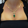 Henry Dunay Zambian Minor Oil Drop Cabochon Cut Emerald 18K Fancy Link Necklace