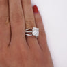 IGI Cert. 4.04 Carat Cushion Lab Grown Diamond Triple Band Engagement Ring