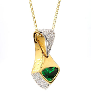 Important 11 Carat Vivid Green Tsavorite 18K Gold Pendant Necklace – Assay Jewelers