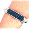 Invisible Set 19 Carat Square Cut Blue Sapphire and Diamond Bangle in 14K White Gold