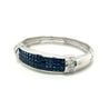 Invisible Set 19 Carat Square Cut Blue Sapphire and Diamond Bangle in 14K White Gold