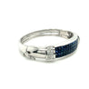 Invisible Set 19 Carat Square Cut Blue Sapphire and Diamond Bangle in 14K White Gold