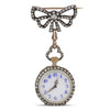 Antique Maison Aucoc Paris Diamond Guilloché Enamel 18K Lapel Bow Brooch Watch