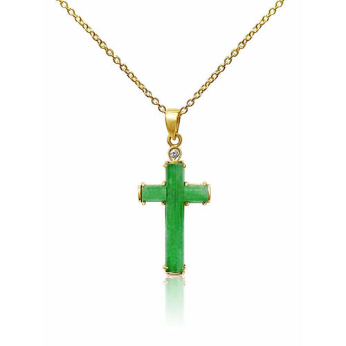 Jade Cross Pendant in 18k Solid Gold