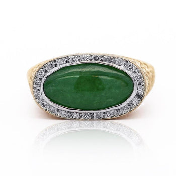 Jadeite Jade Bezel Set & Diamond Pavé in 14K Gold Nugget Ring – Assay Jewelers